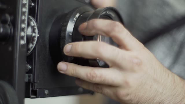 Man Demount Retro Camera Close-up