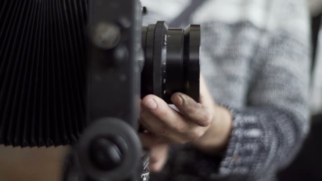 Man With Retro Camera Close-up