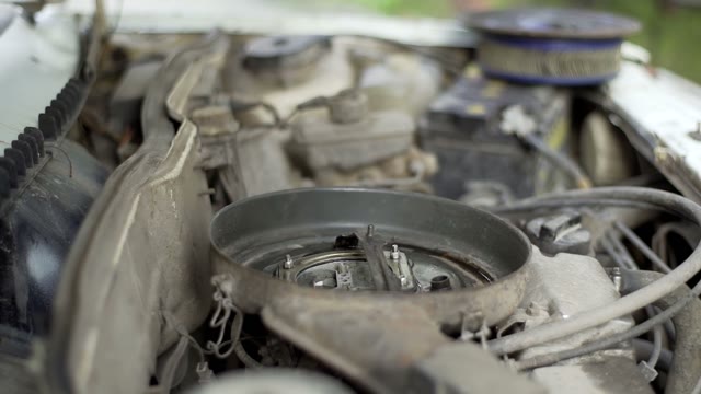 Wound Up Car Engine Close-up