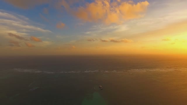 Insane View Of The Boundless Ocean In The Rays Of The Setting Sun, Aerial
