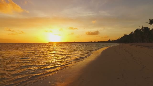Beautiful View Of The Ocean In The Setting Sun