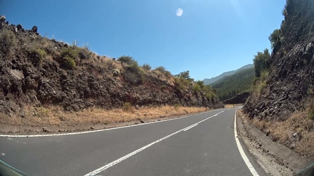 Car Is Turning Right On A Mountain Road