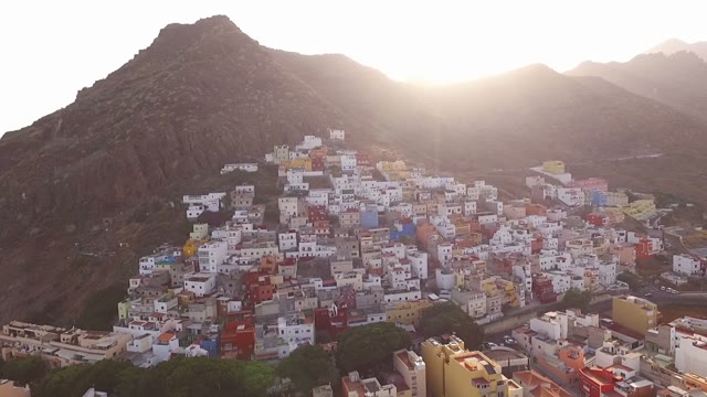 Beautiful View On A Coastal City In Mountains, Aerial