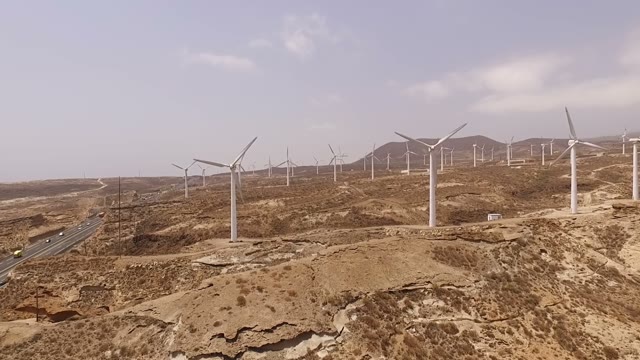 Lots Of Windmills In The Valley, Aerial View