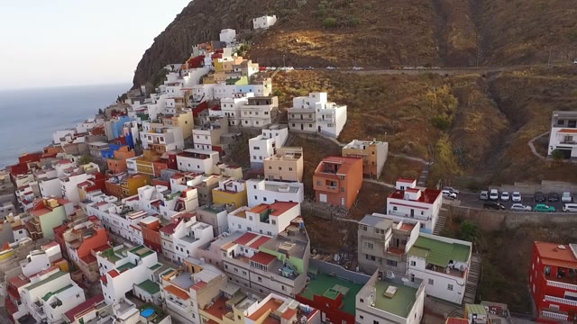 View On A Coastal City In Mountains, Aerial