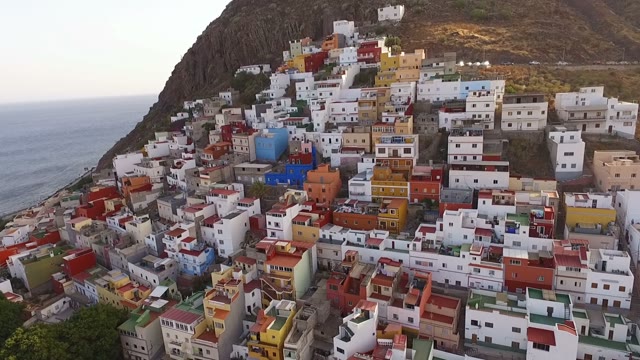 Great View On A Coastal City In Mountains, Aerial