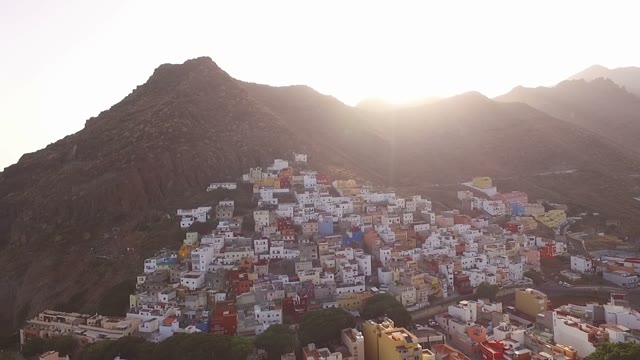 Amazing View On A Coastal City In Mountains, Aerial