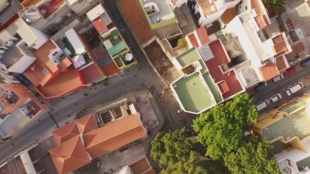 Flyover Shot Over Coastal City From The Drone