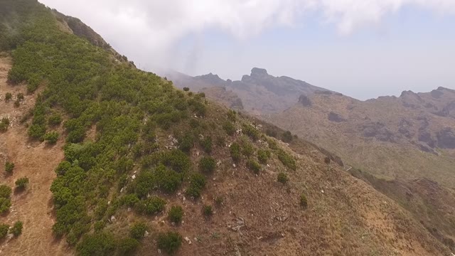Drone Shot Of A Big Green Mountain