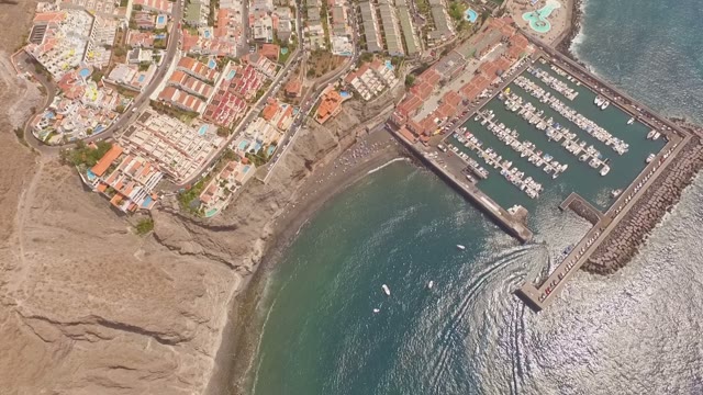 Coastal City And Harbor In A Beautiful Sea, Aerial