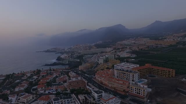 Little Coastal City Filmed With Drone, Aerial View