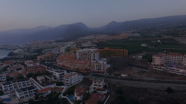 Drone Shot Of A Little Coastal City, Aerial View