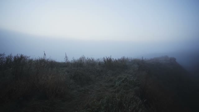 Misty Hills Landscape In Blue Tones