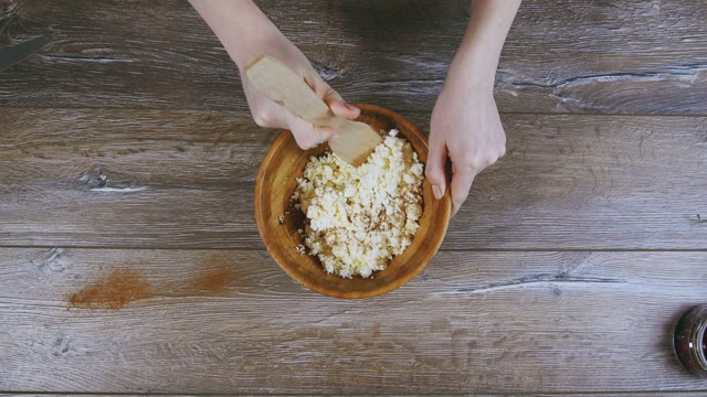 Women's Hands Stirred Curd