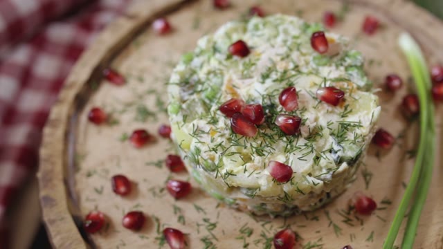 Salad On A Plate Spinning Close-up