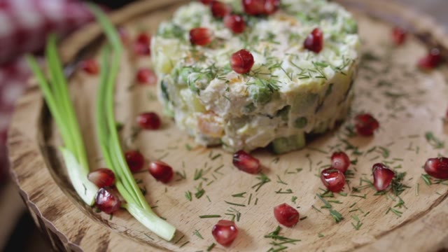 Salad On A Plate Spinning Close-up