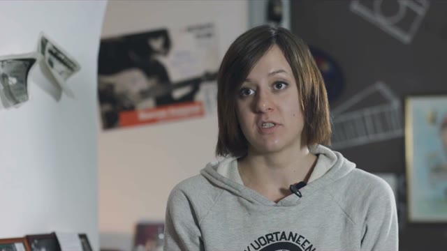 Girl Gives Interview Backgroun