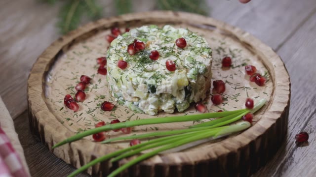Hand Decorated Salad With Pomegranate