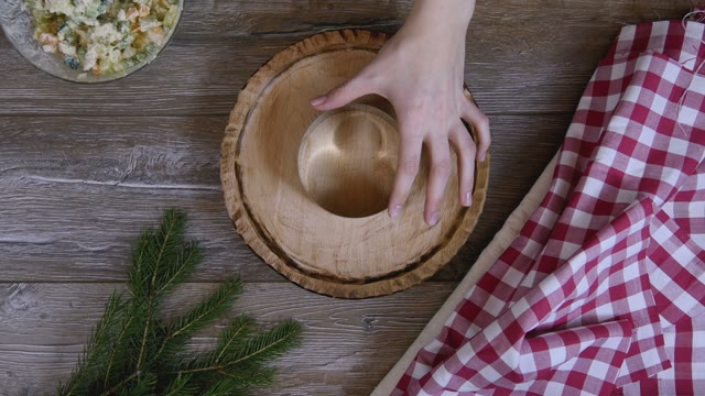 Cook Puts Salad In A Form
