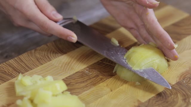 Potatoes Cut Into Pieces Close-up