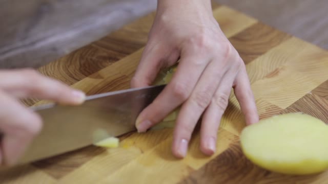 Potatoes Cut Into Pieces Close-up