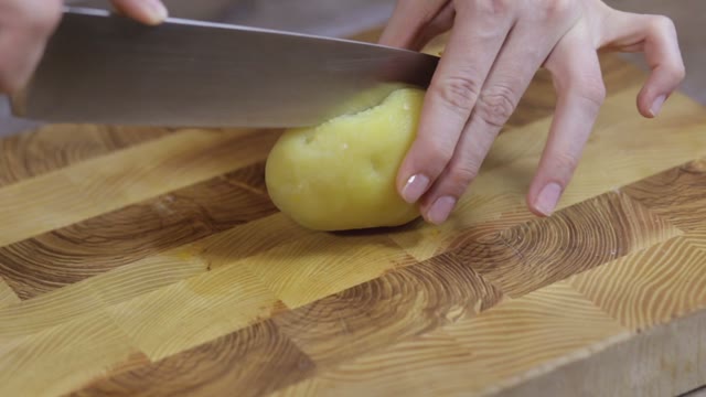 Potatoes Cut Into Pieces Close-up