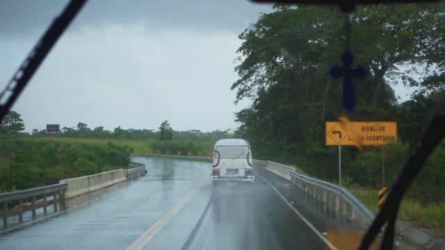 The Road Cornering During Heavy Tropical Rain