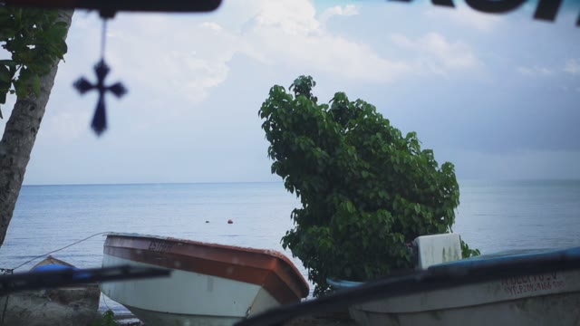 The View From The Car Window Of The Sea Gulf And The Blue Sky