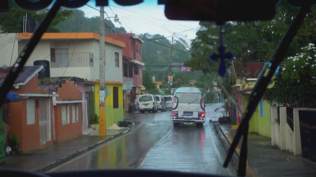 The View From The Car Window At The Wet Streets In The Rain