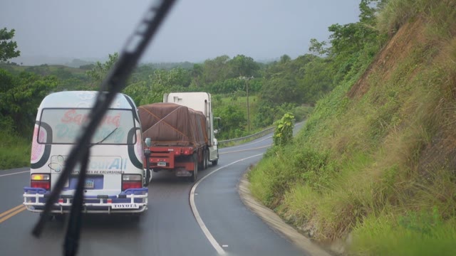 A Highway In The Mountains In Rainy And Cloudy Weather