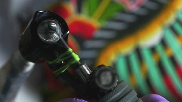 Work Of Tattoo Machine Close-up
