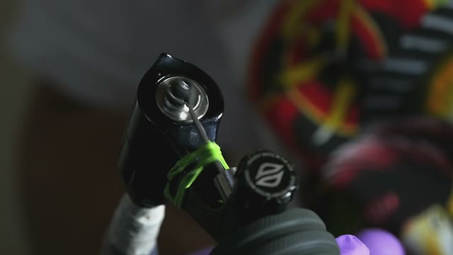Work Of Tattoo Machine Close-up