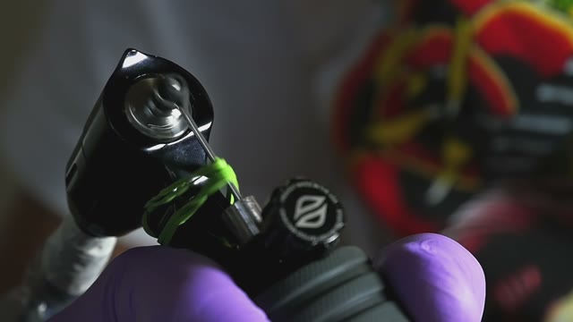 Work Of Tattoo Machine Close-up
