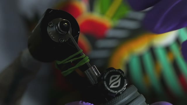 Work Of Tattoo Machine Close-up