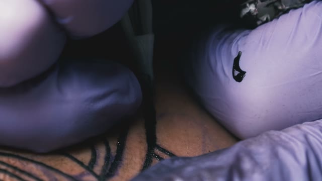 Tattoo Master Makes The Tattoo Close-up
