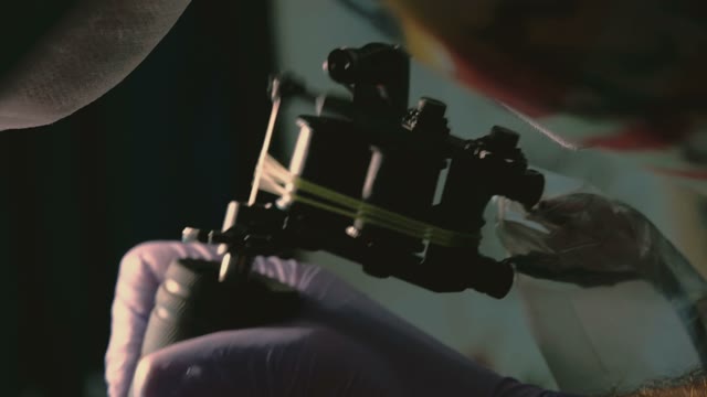 Work Of Tattoo Machine Close-up