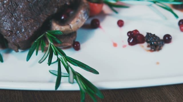 Served Beef Steak On A Plate