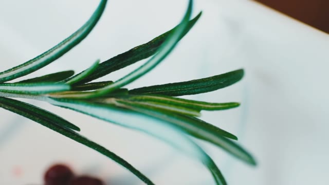 Herb On The Table In The A Blurred Light