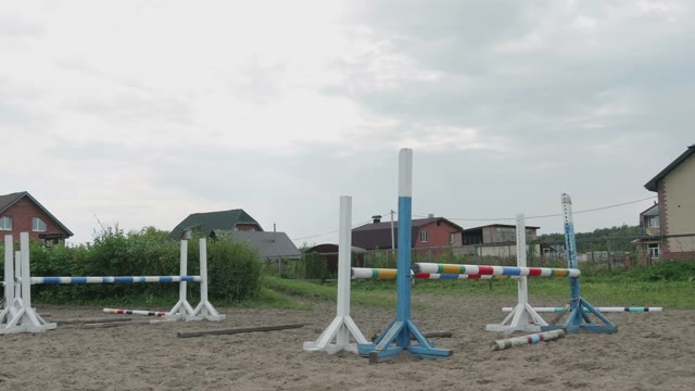 Horse Jumping Over Obstacles