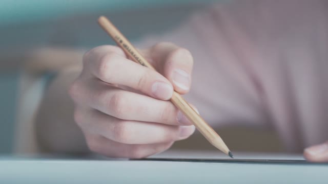 A Girl In A Pink Blouse Draws Pencil A Drawing