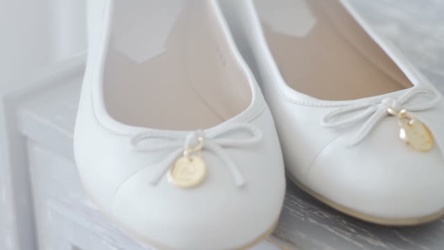 White Shoes On A Dresser Close-up