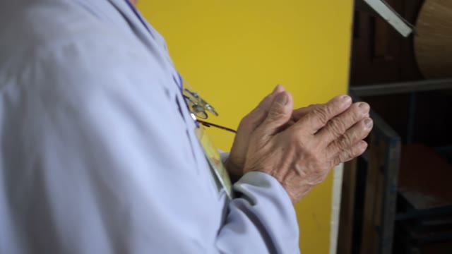 Old Man Praying Close