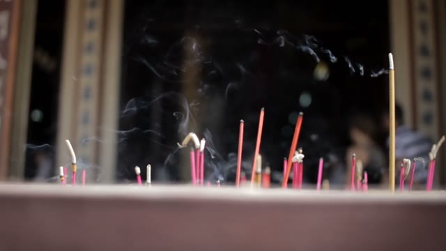 Incense Sticks Burning Close-up