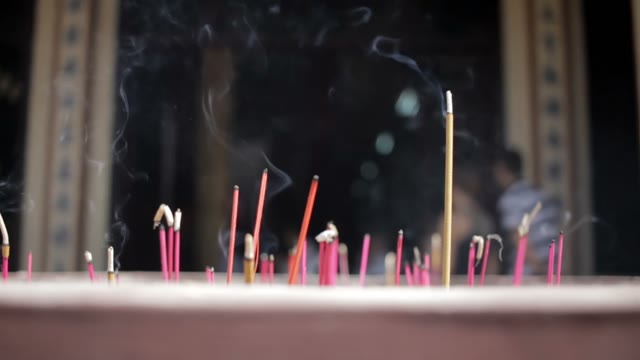 Incense Sticks Burning Close-up