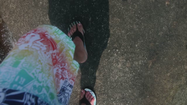 Mens Feet Walking Rocks