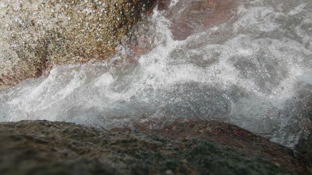 Water Flows Between Stones Close-up