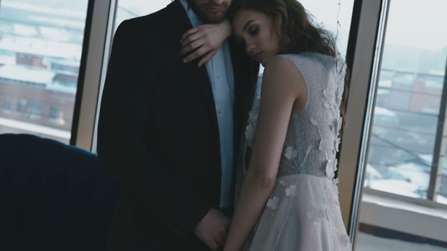 Bride Lay Down On The Shoulder Of Her Future Husband