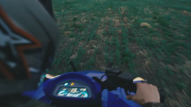 View Of The Speedometer ATV In The Way On A Green Grass
