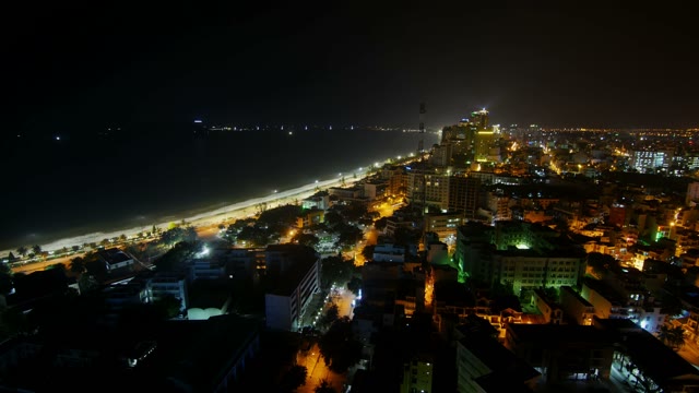 View Of The Night City And The Sea
