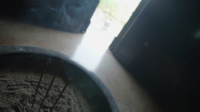 Bowl With Incense Sticks Close-up